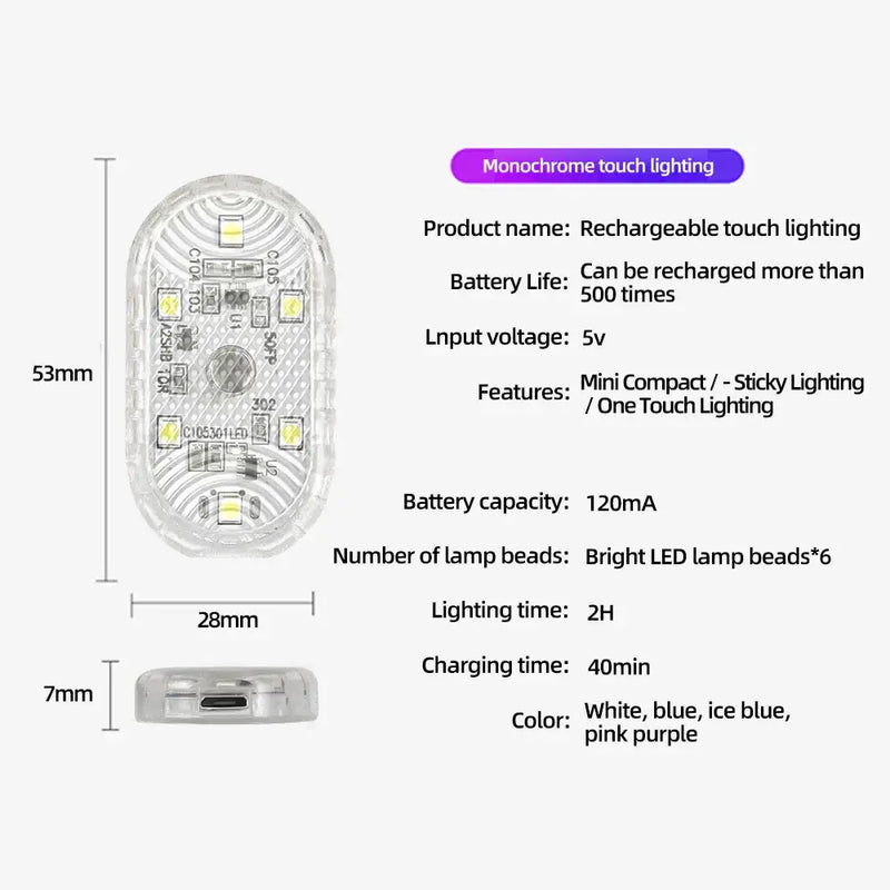 1pc Touch Sensor USB LED Interior light LED Lamp Car Ceiling Lamp Reading Light