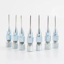 Row of medical injection needles for NoEnName Needle Grease Gun with metal tips
