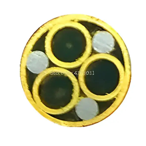 Circular gold-rimmed brooch with green and white gemstones from Tyseek Hand Tool parts