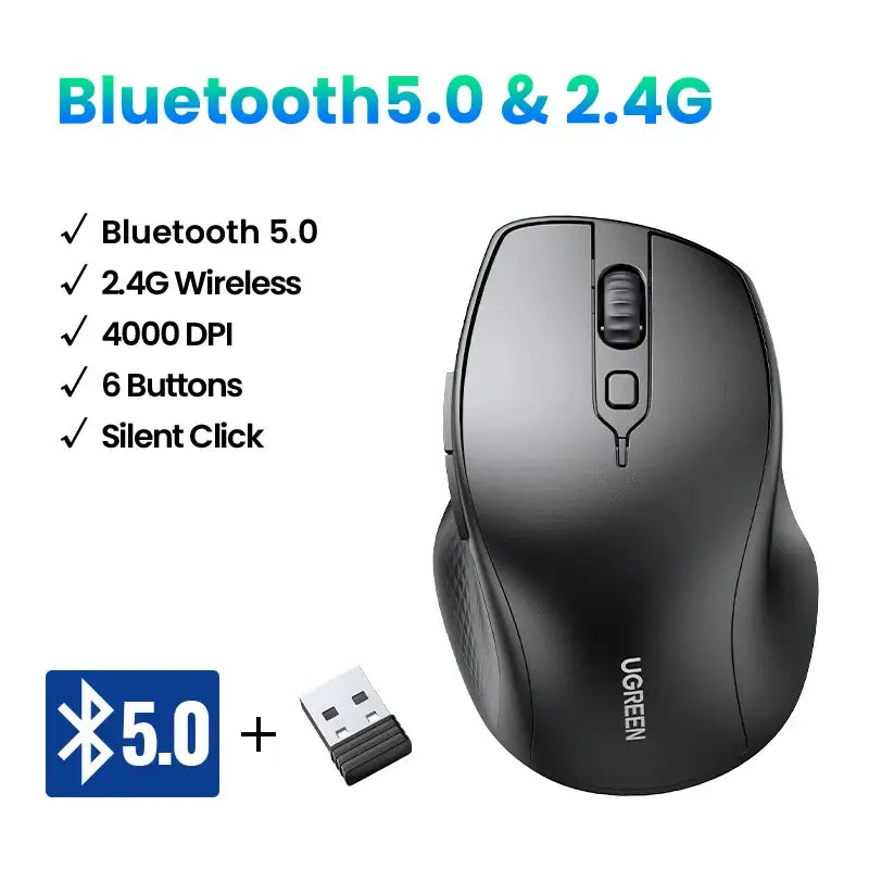 Wireless optical mouse with Bluetooth 5.0 and 2.4GHz wireless connectivity from Mainland China