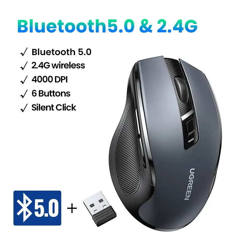 Wireless optical mouse featuring Bluetooth 5.0 and 2.4GHz wireless from Mainland China