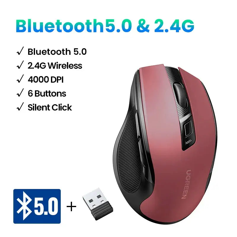 Wireless Optical Mouse in burgundy and black from UGREEN, 2.4GHz wireless from Mainland China