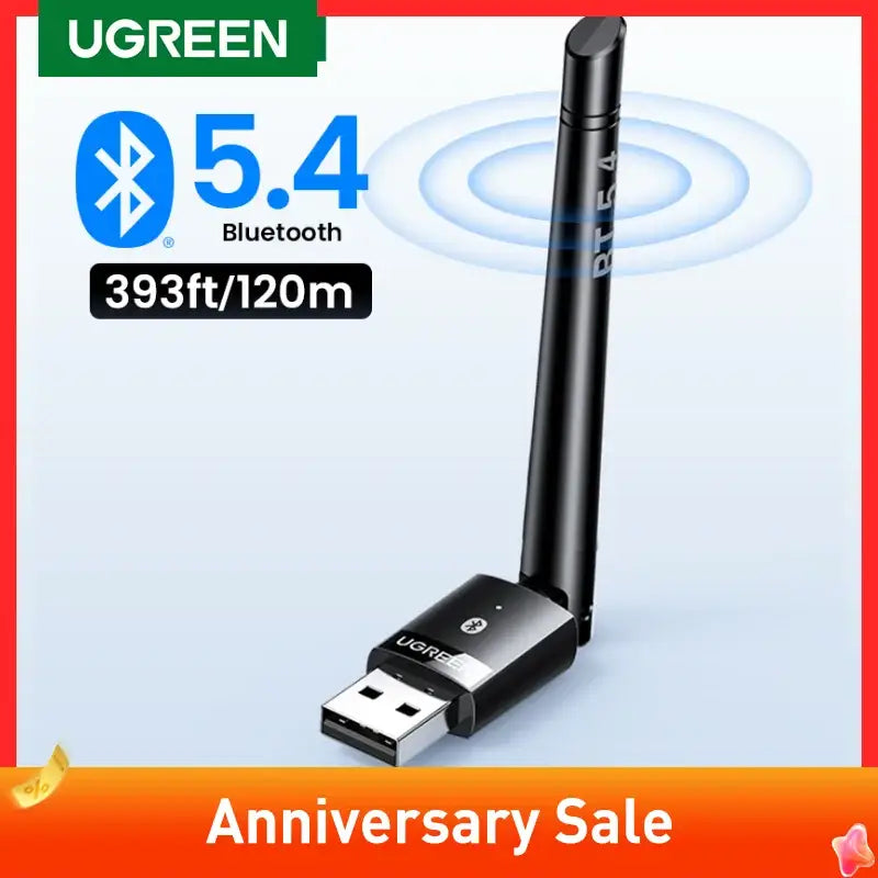 UGREEN CM656 USB Bluetooth adapter with external antenna for extended range connectivity