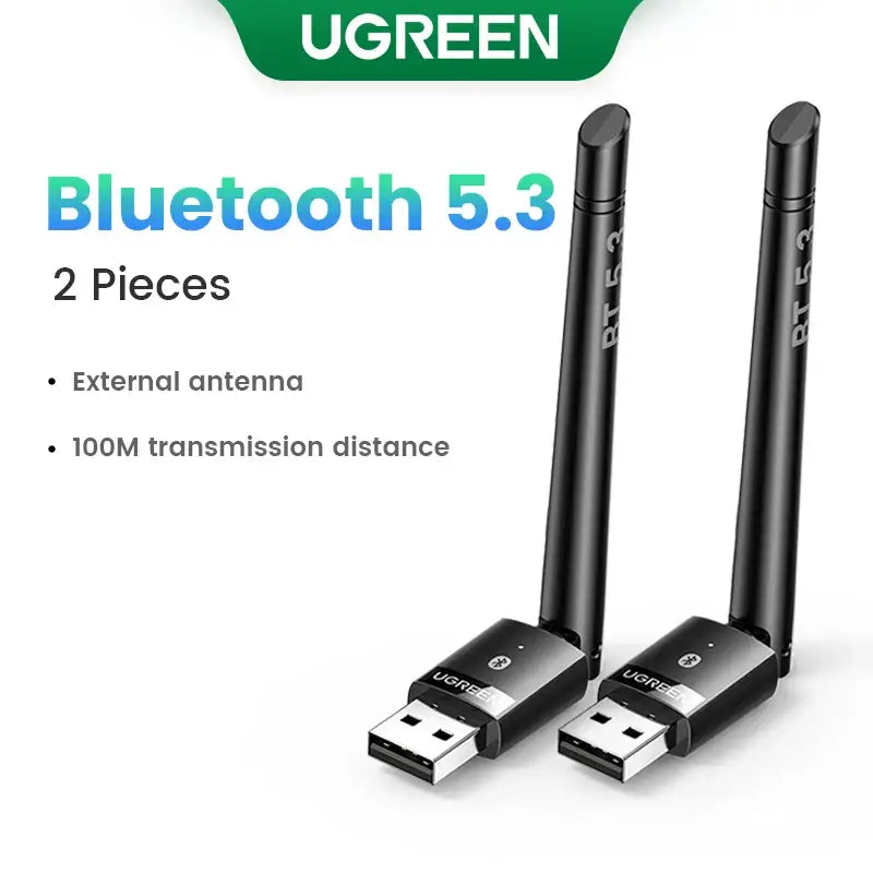 UGREEN USB Bluetooth adapter with Bluetooth 5.3 and external antennas for enhanced connectivity