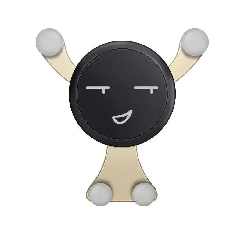 Smiling cartoon face-shaped car phone holder with arms and legs for secure access