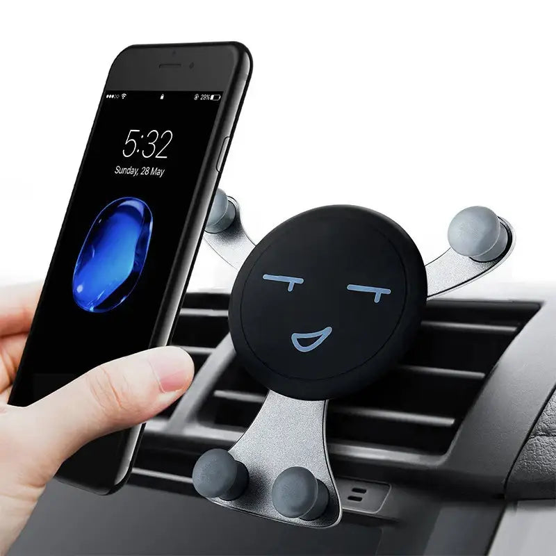 Smiling face-shaped car phone holder for convenient and secure device access