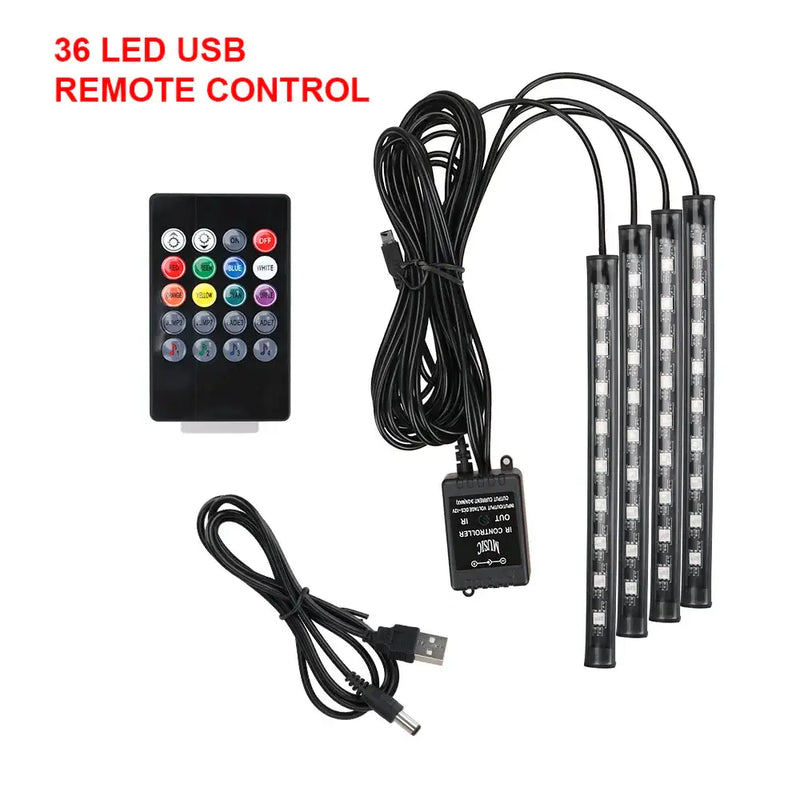 LED light strip kit with remote for Universal RGB Ambient Lights for cars