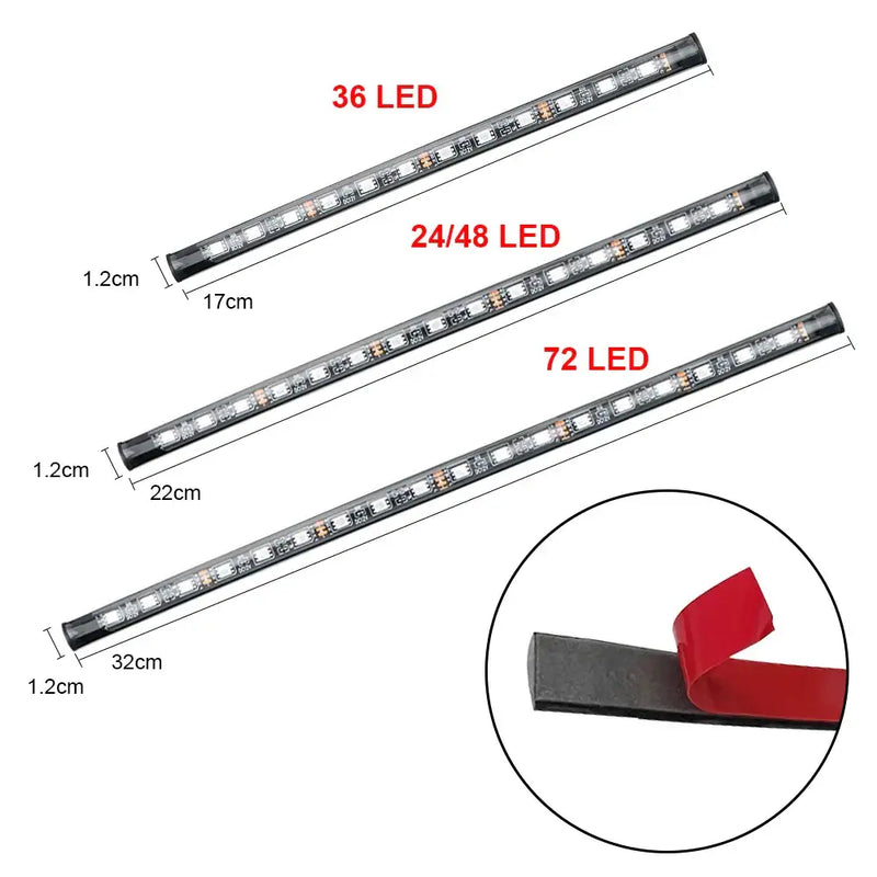 LED light strips of varying lengths for Universal RGB Ambient Lights in vehicles