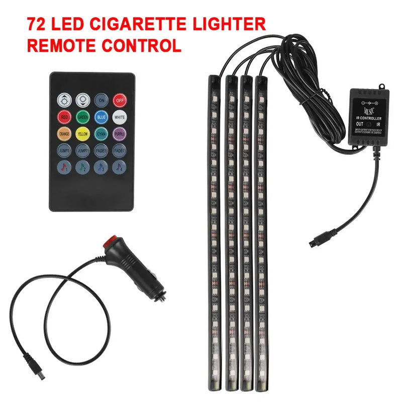 Universal RGB Ambient Lights LED Strips with remote for car RGB ambient lighting