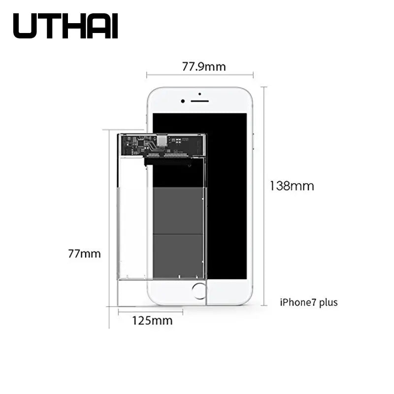 Schematic diagram of iPhone 7 Plus dimensions for UTHAI Plastic China Case storage solutions