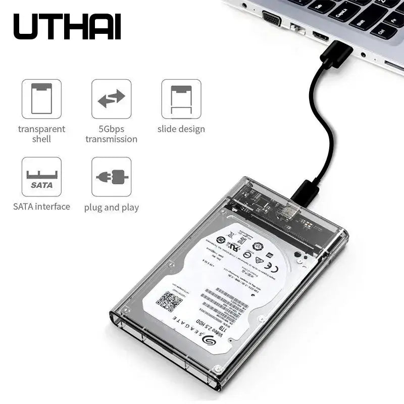 External hard drive enclosure in transparent casing for UTHAI Plastic China storage solutions