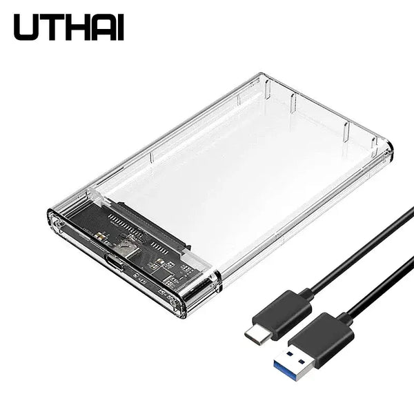 Transparent UTHAI Plastic China case for hard drive storage solutions with USB cable