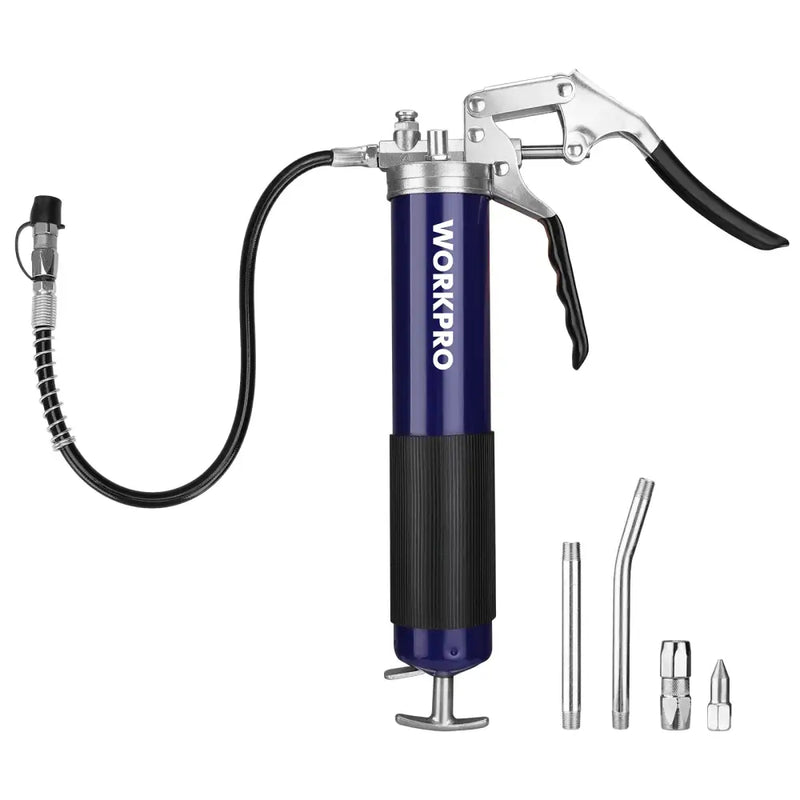 ValueMax WORKPRO Grease Gun V114001A with flexible hose and nozzle attachments