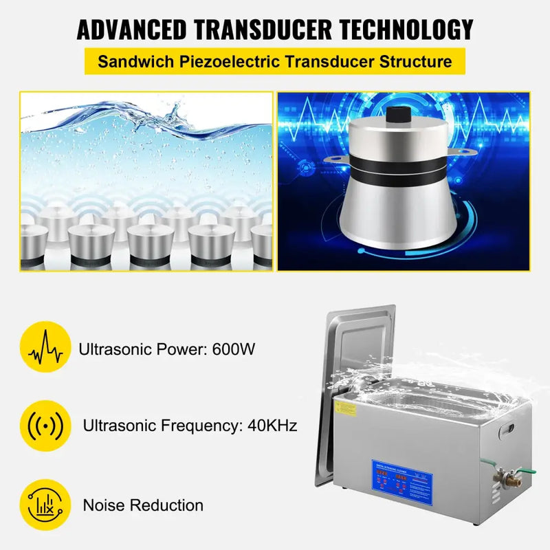 VEVOR Ultrasonic Cleaner with advanced transducer technology and LED digital display