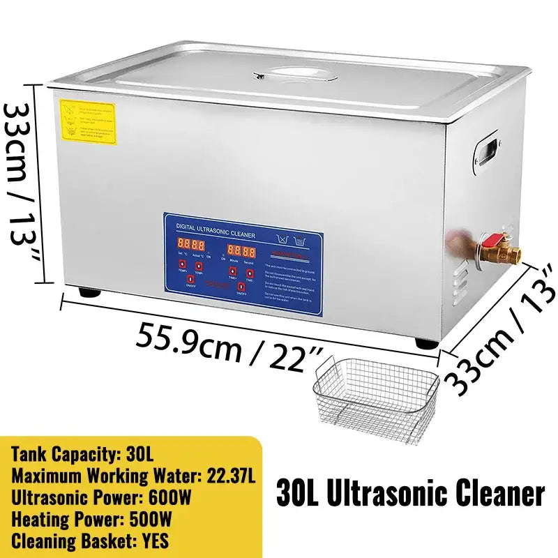 Stainless steel VEVOR Ultrasonic Cleaner with LED digital display and removable basket