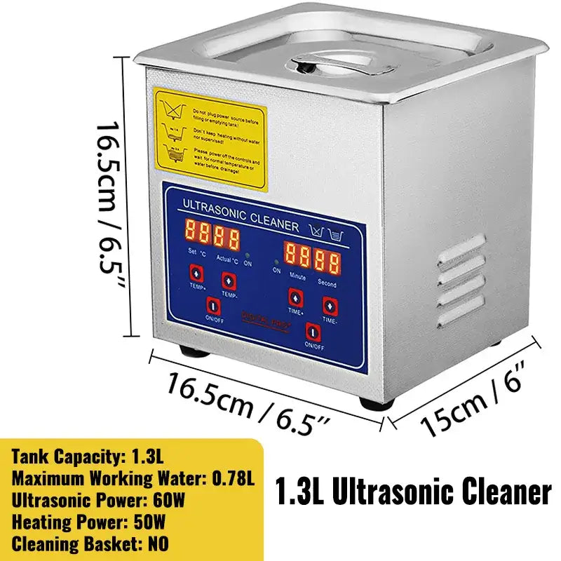 Stainless steel VEVOR Ultrasonic Cleaner featuring LED digital display and control panel