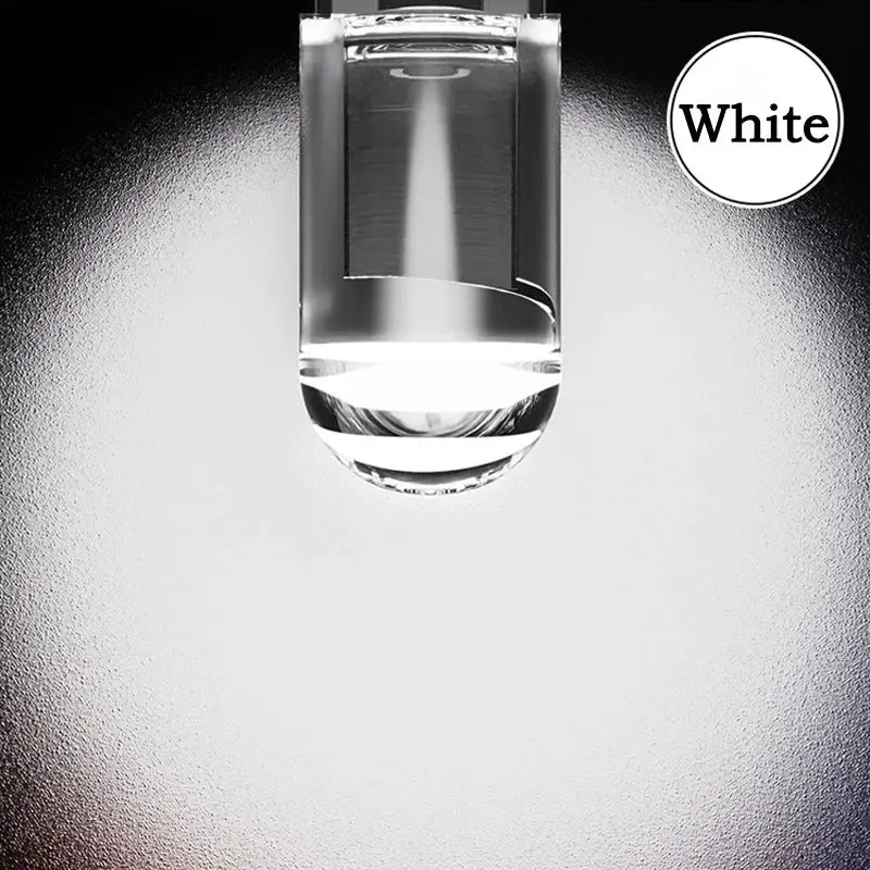 Light bulb with bright white glow highlighting W5W LED T10 Car Light and COB Glass Technology