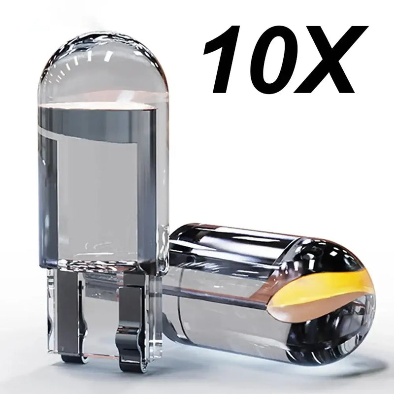 Transparent capsule-shaped W5W LED T10 car light bulbs with 10X for enhanced visibility