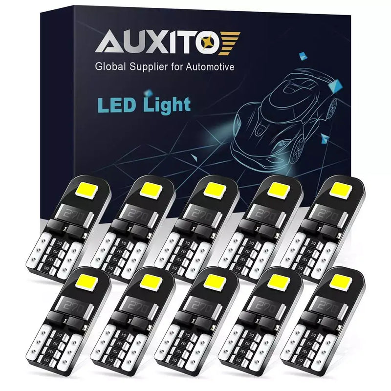 Package of AUXITO W5W LED trunk lamp for error-free bright illumination in cars