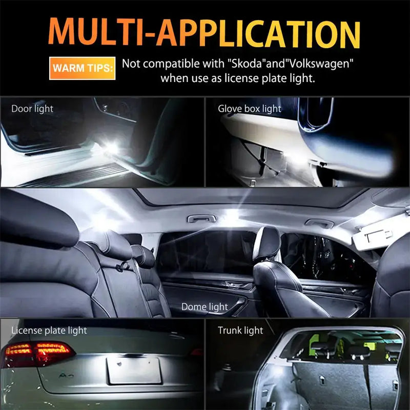 Multi-application automotive lighting system with W5W LED trunk lamp and LED Canbus options