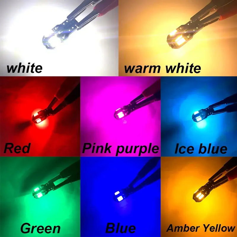 LED W5W T10 bulbs in various colors for Civic, Focus, Fusion, Ram, and more