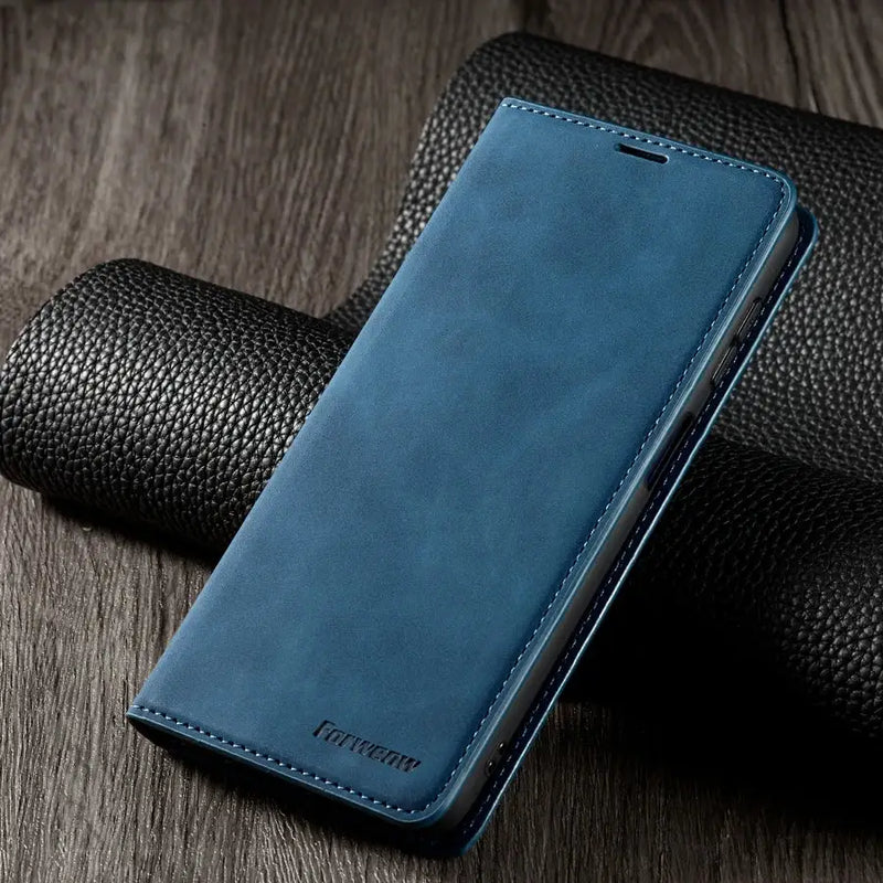 Blue leather smartphone flip case, Wallet Skin Feel Magnetic Flip Leather Case for Samsung Galaxy A04s