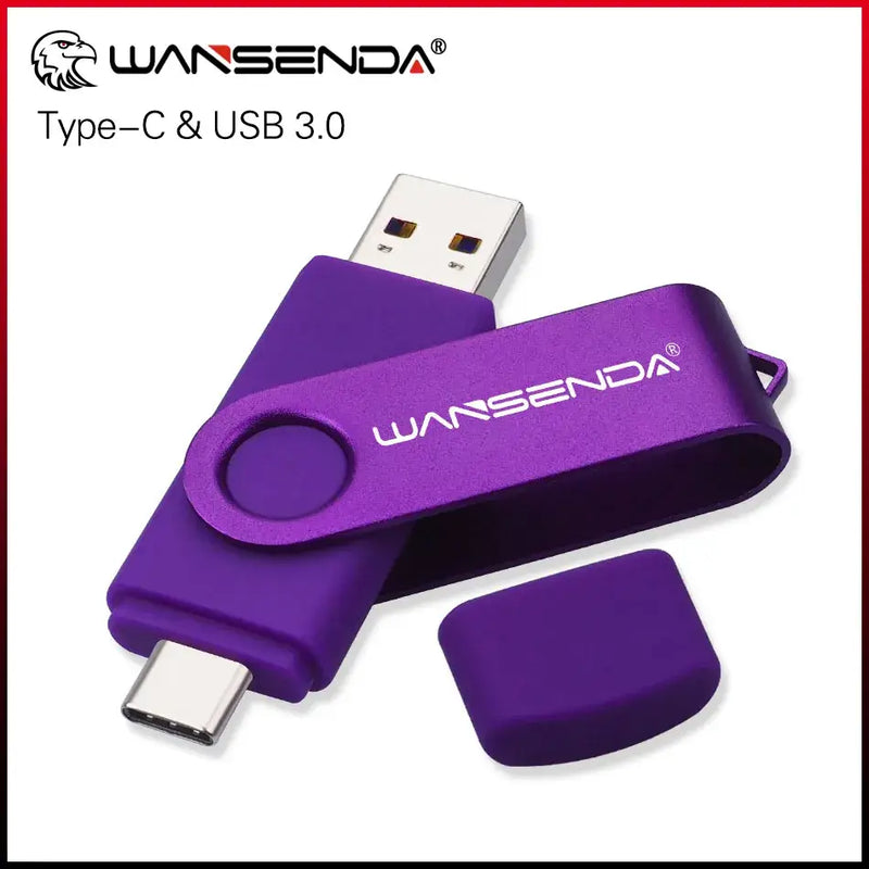 Purple WANSENDA High Speed Type-C USB Flash Drive with swivel design and Type-C connector