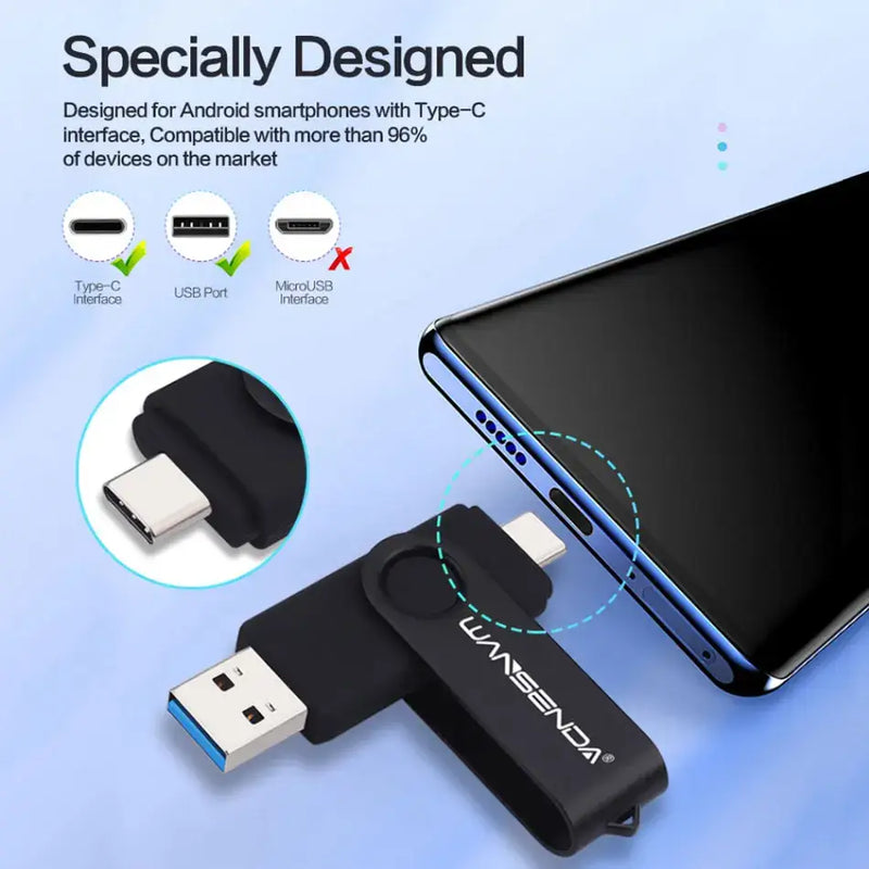 WANSENDA High Speed Type-C USB Flash Drive with rotatable connector for Android smartphones