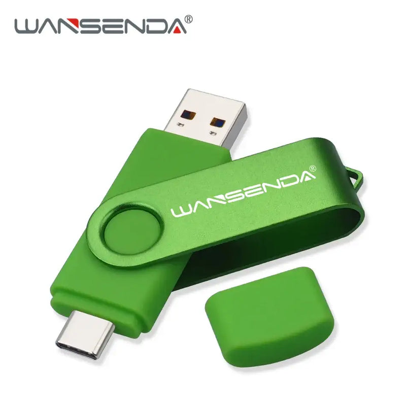 Green WANSENDA High Speed Type-C USB Flash Drive with swivel design and USB-C connector