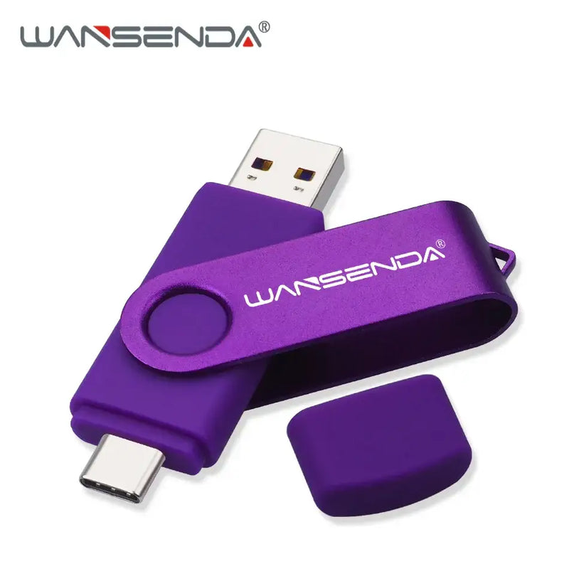 Purple WANSENDA High Speed Type-C USB flash drive with swivel design and dual connectors