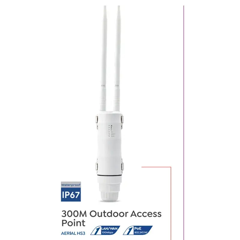 White wireless access point with antennas for WAVLINK Wireless WAN and 300 Mbps Wi-Fi transmission