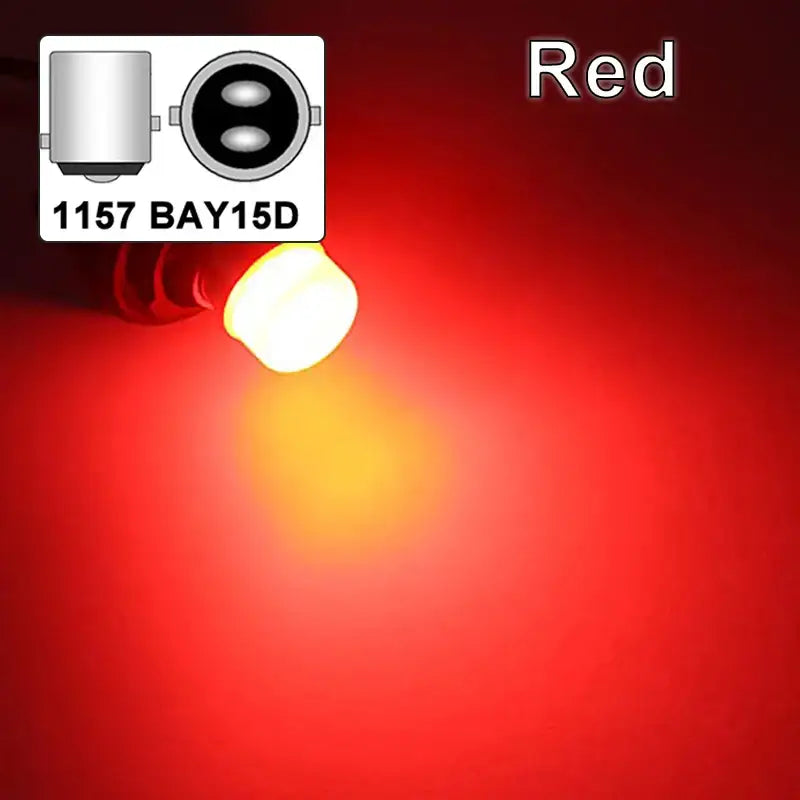 Red illuminated LED bulb P21W with BAY15D base for Ba15s compatible cars