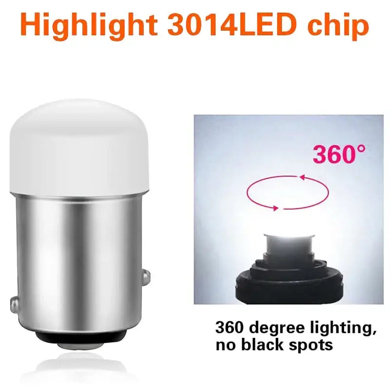 LED Bulb P21W 1156 Ba15s with white dome top and silver base for applicable cars