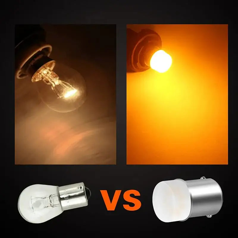 Comparison of Traditional Incandescent and BA15S LED Bulb P21W for Cars