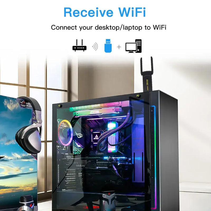 High-performance gaming desktop with RGB lighting for WIFI6 FU-AX1800 seamless installation