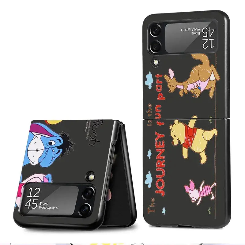 Foldable smartphone with Pooh Bear Tigger Piglet case for Samsung Galaxy Z Flip