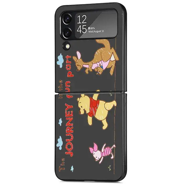 Folding smartphone case with cartoon Winnie the Pooh characters for Samsung Galaxy Z Flip