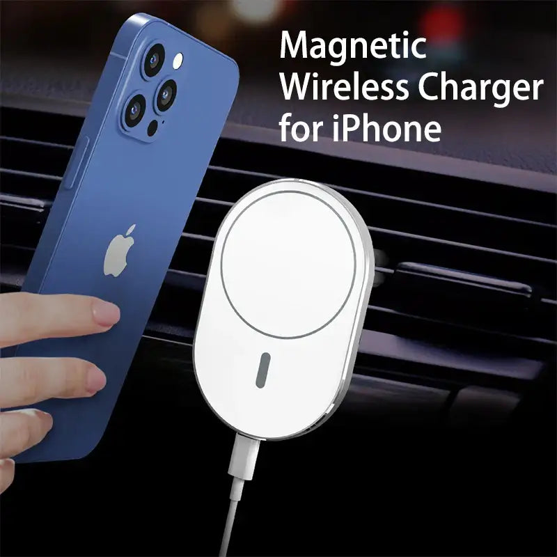 Magnetic wireless car charger for iPhone on POOJERY Wireless Car Charger in Black and White