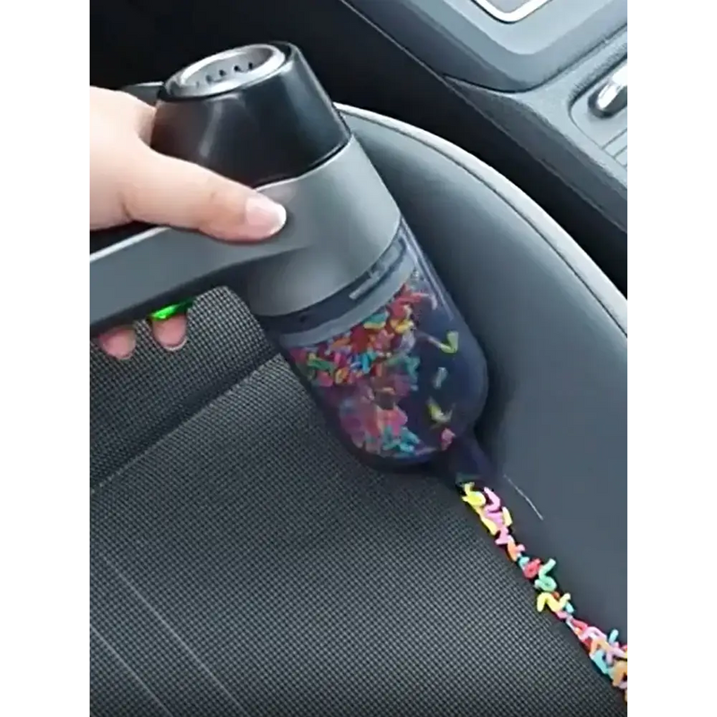 High power portable Wireless Car Vacuum cleaner with transparent chamber filled with sprinkles