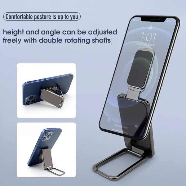 Adjustable smartphone stand with double rotating shafts for WSSHE finger ring holder