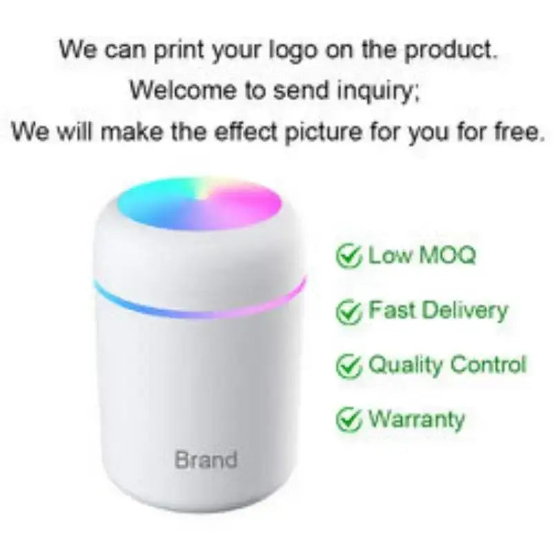 Cylindrical Xiaomi 300ml H2O Air Humidifier with colorful illuminated top design