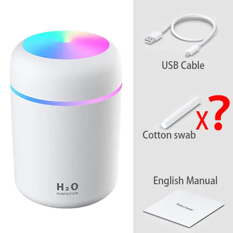 Cylindrical Xiaomi 300ml H2O Air Humidifier with colorful illuminated top for small spaces