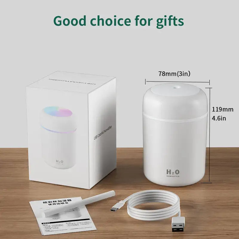 White cylindrical Xiaomi 300ml H2O Air Humidifier designed for compact spaces