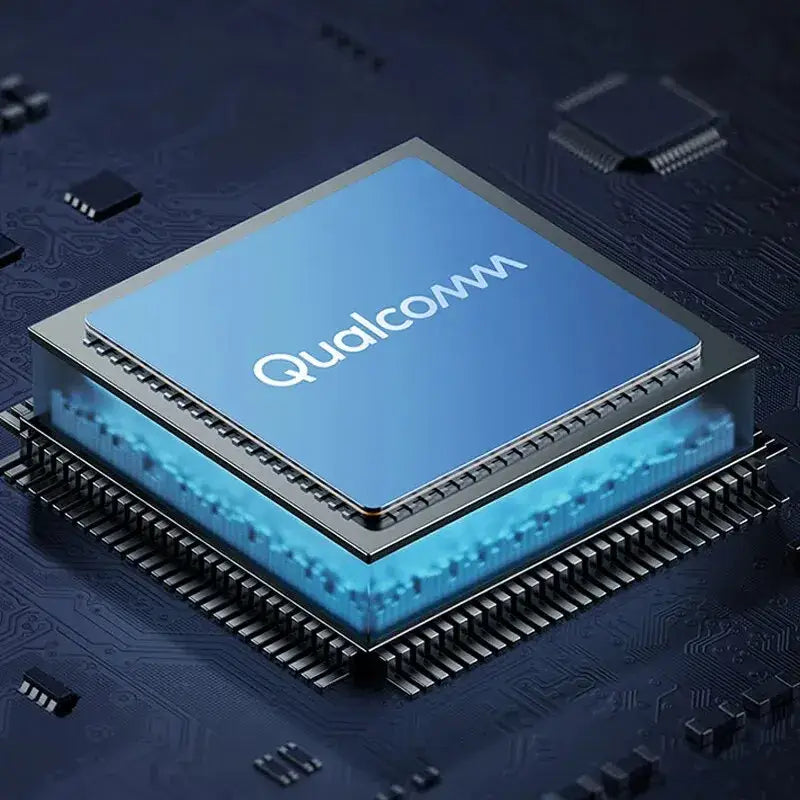 Qualcomm processor chip with blue branding in Xiaomi AX3000 WiFi Router for performance