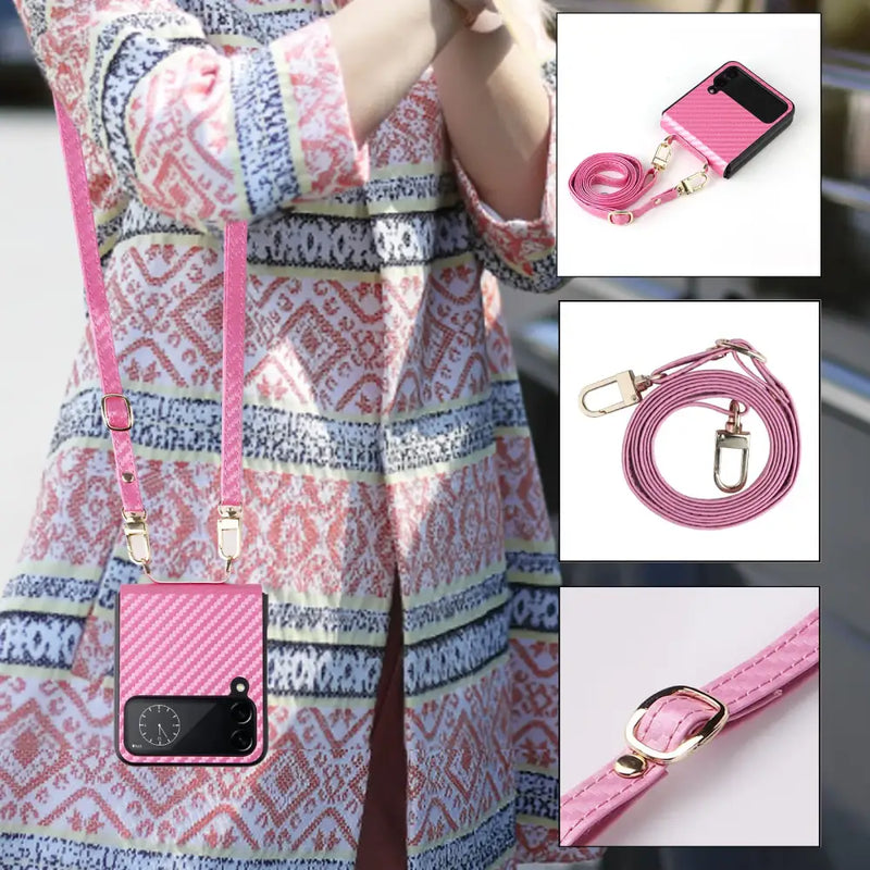 Pink and white patterned sleeveless dress and Xiong Gu Origin case for Samsung devices