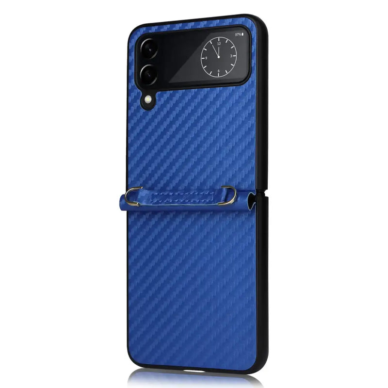 Blue Xiong Gu Origin case for Samsung devices featuring carbon fiber pattern and display