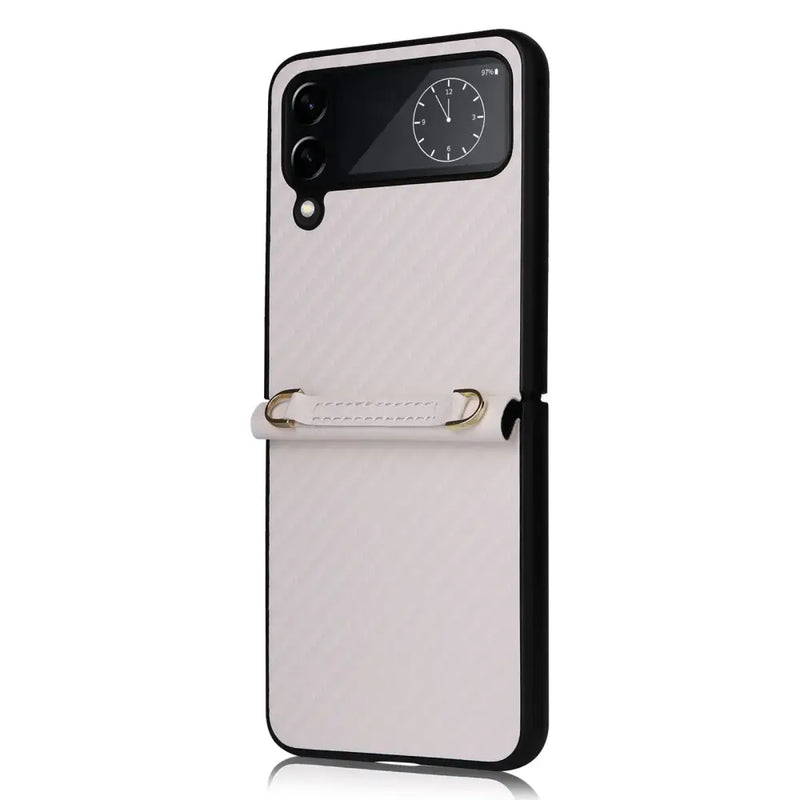 Smartphone case featuring a clock display and hand strap for Xiong Gu Origin Samsung devices