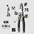 Pair of XMSJ high-quality carbon steel long-nosed pliers with rubber grips and specs