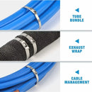 Metal cable ties securing tubes, wires, and exhausts from Mainland China DIY supplies