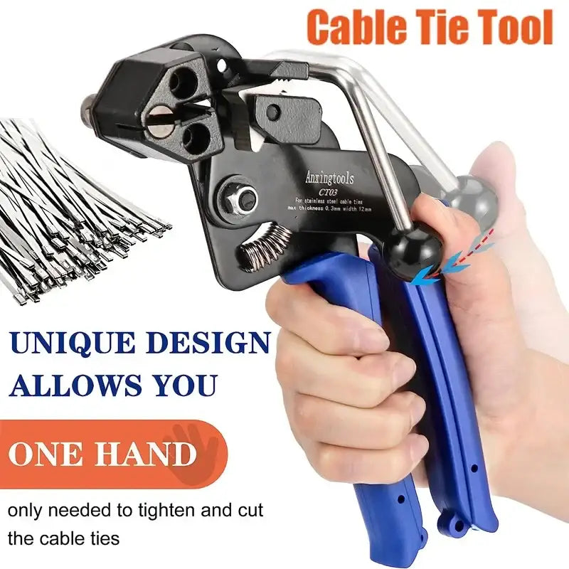 Cable tie tool with blue handles and metal mechanism from XMSJ Metalworking DIY Supplies